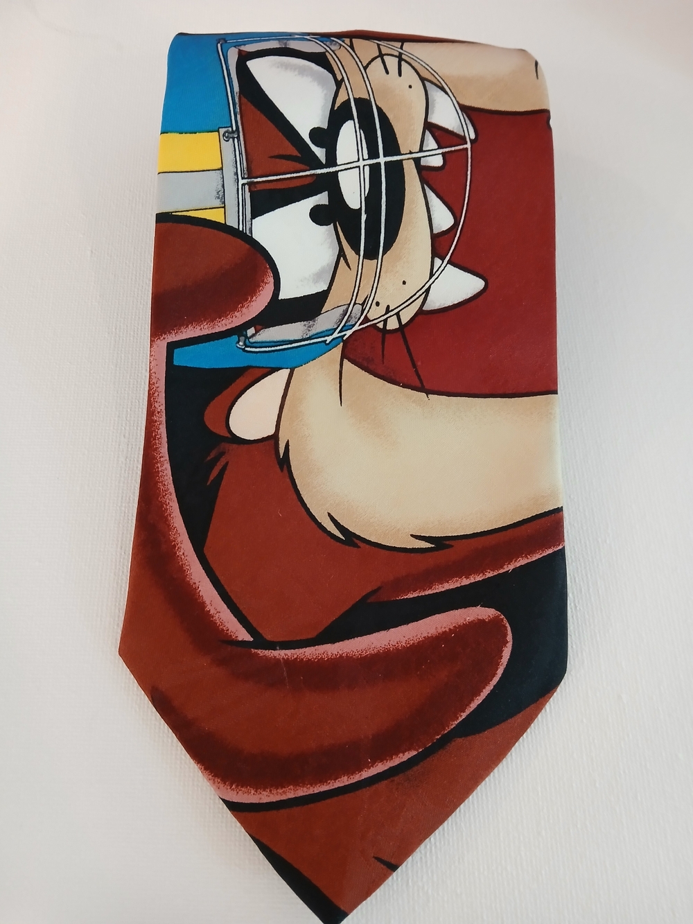 Novelty Cat Graphic Tie in Red and Cream Tazmanian Devil TAZ